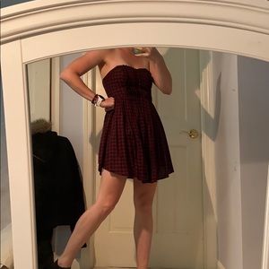 UO strapless plaid dress